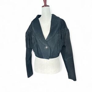 Vintage Black Suede fringe jacket